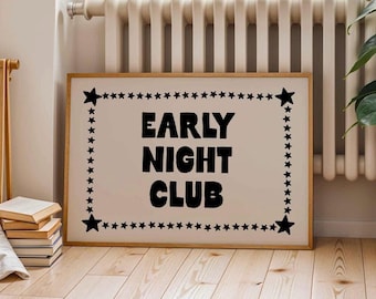 Early Night Club Print: Black Retro Bedroom Wall Art (Digital Download)