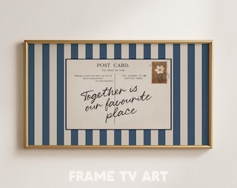 Retro tv-postkaartkunst: blauw Samsung-lijstdecor (digitale download)