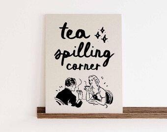 Retro Kitchen Art Print: Spill The Tea Vintage Style Wall Decor