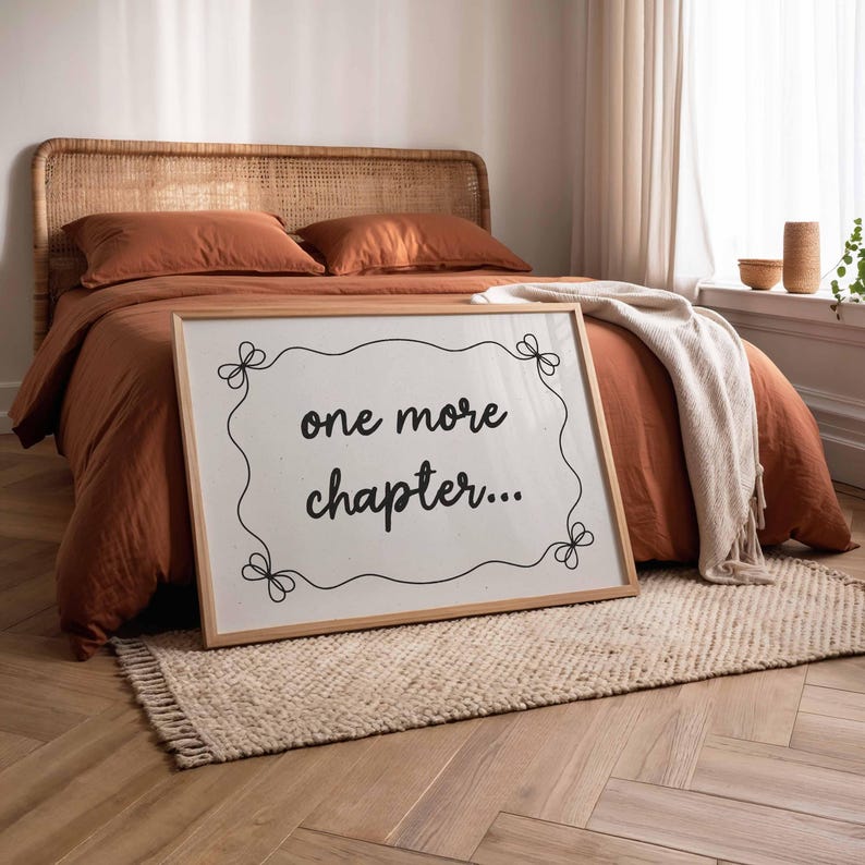 Bookish Wall Art: One More Chapter Neutral Book Poster (Digital Download) image 2