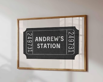 Personalized Train Sign Print: Retro Ticket Wall Art (Digital Download)