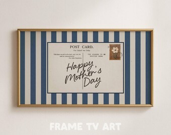 Happy Mother's Day TV Art: Blue Postcard Samsung Frame Decor (Digital Download)
