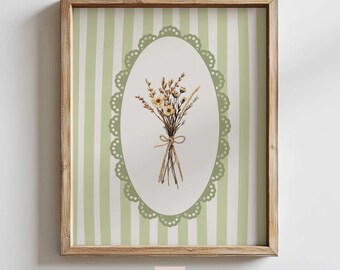 Green Floral Art Print: Dried Flower Bouquet Cottage Decor (Digital Download)