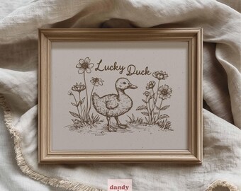 duck print | farmhouse wall decor | cottagecore vintage style  printable wall art | downloadable artwork | neutral | trendy wall art