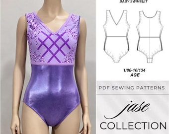 Patrón de leotardo para niñas en PDF, body de gimnasia y danza para niños, plantilla de costura.