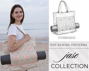 Patrón de costura en PDF para bolso de playa floral, bolso de tela grande, tutorial de bricolaje