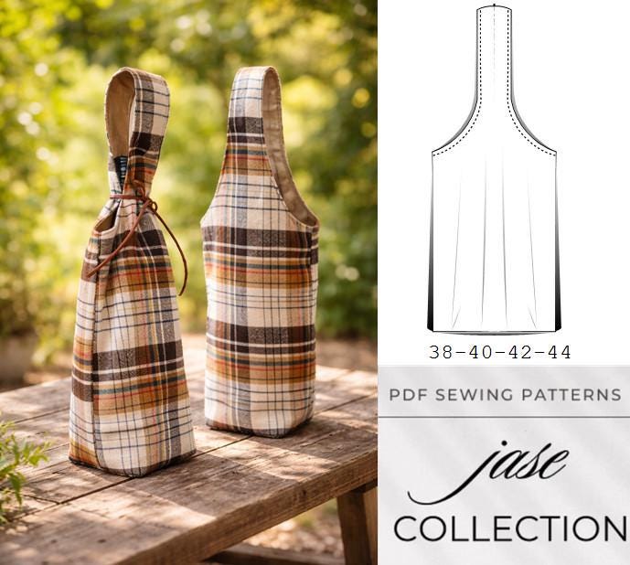 Wine Bottle Carrier Sewing Pattern PDF Reusable Fabric Gift Bag Tutorial