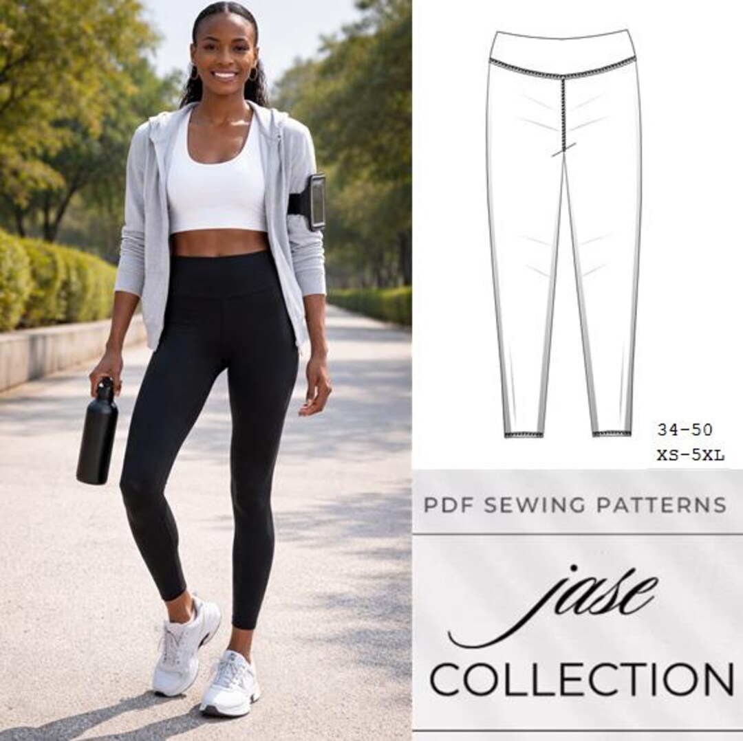 High Waisted Leggings Sewing Pattern PDF – Women’s Workout Yoga Pants ...
