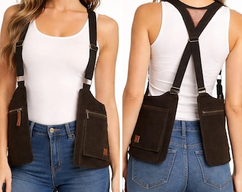 Patrón de costura en PDF para chaleco utilitario, arnés con bolsillo cruzado, para hacer tú mismo.