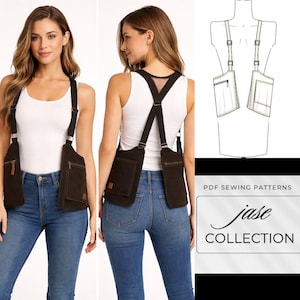 Leather Utility Harness Bag Sewing Pattern PDF Adjustable Pocket Apron Vest Digital Download