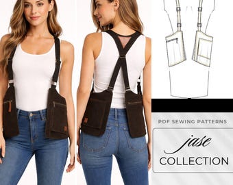 Utility Vest Bag Sewing Pattern PDF Crossbody Pocket Harness DIY