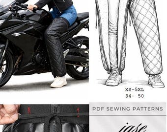 Patrón PDF para calentadores de piernas de moto acolchados para rodilleras de moto, costura DIY