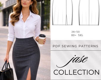 Patrón de costura de minifalda lápiz / Patrón digital en PDF / Todas las tallas incluidas / Tutorial paso a paso