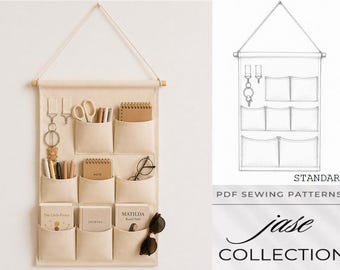 Fabric Wall Pocket Organizer Sewing Pattern PDF Hanging Storage Digital Download
