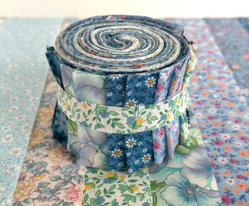 Spring Flowers Jelly Roll Quilt Fabric Strips 20 strips Time Saver Quilt Kits by SEW FUN QUILTS image 1