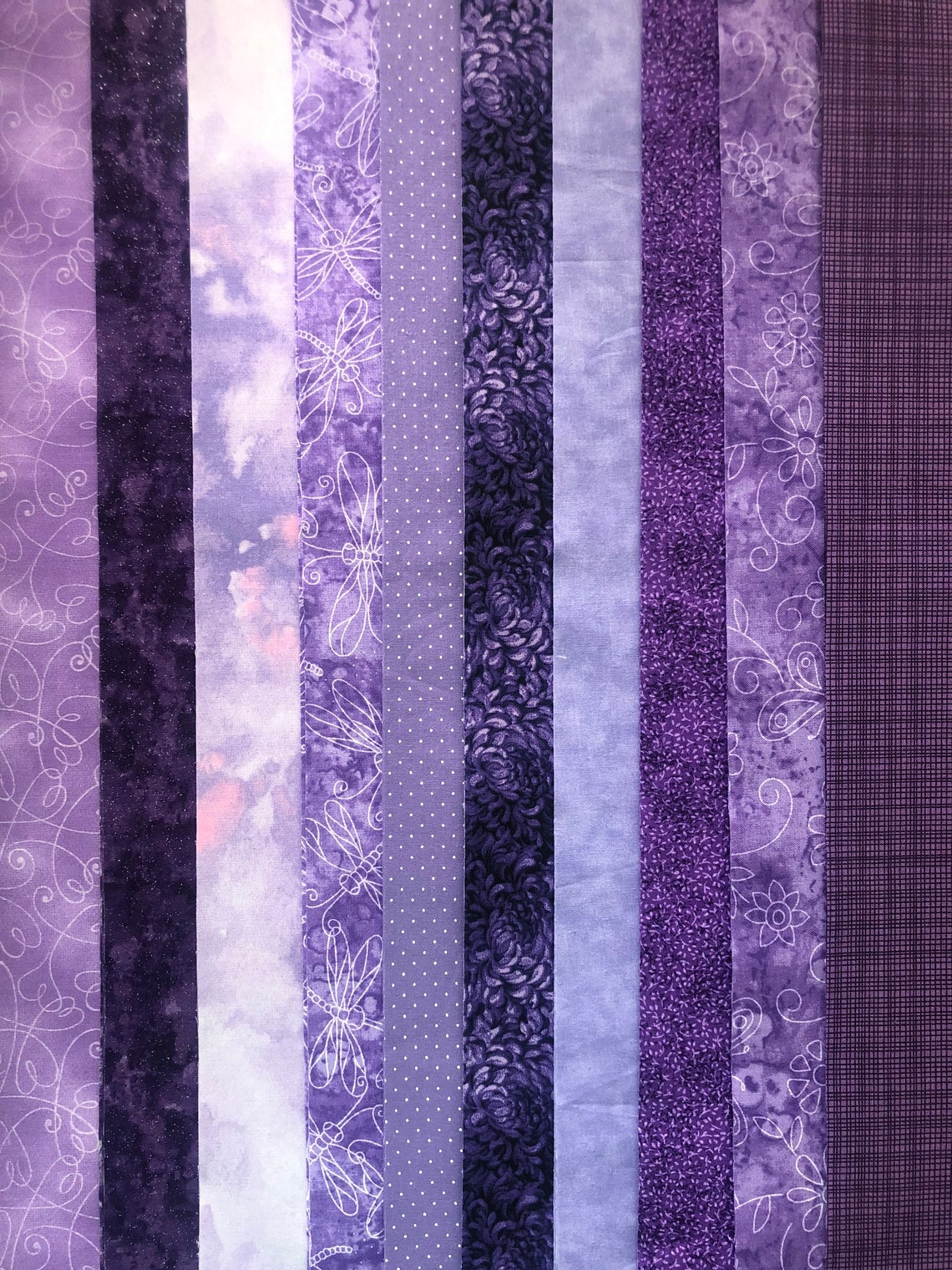 Purple Quilt Fabric Strips Jelly Roll I Cut You Sew by Etsy