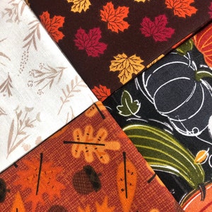 Autumn Fall Orange Brown Fat Quarter Bundle Quilt Fabric 4 prints 1 yard total Sewfunquilts Time Saver Kits image 5