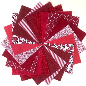 Red Quilt Fabric Squares 30 5 Quilt Charm Squares SEW FUN QUILTS Time Saver Quilt Kit image 1