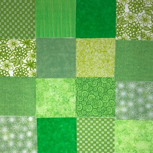 Lime Green Fabric Squares 30 5 Quilt Charm Squares by SEW FUN QUILTS Time Saver Quilt Kit image 3