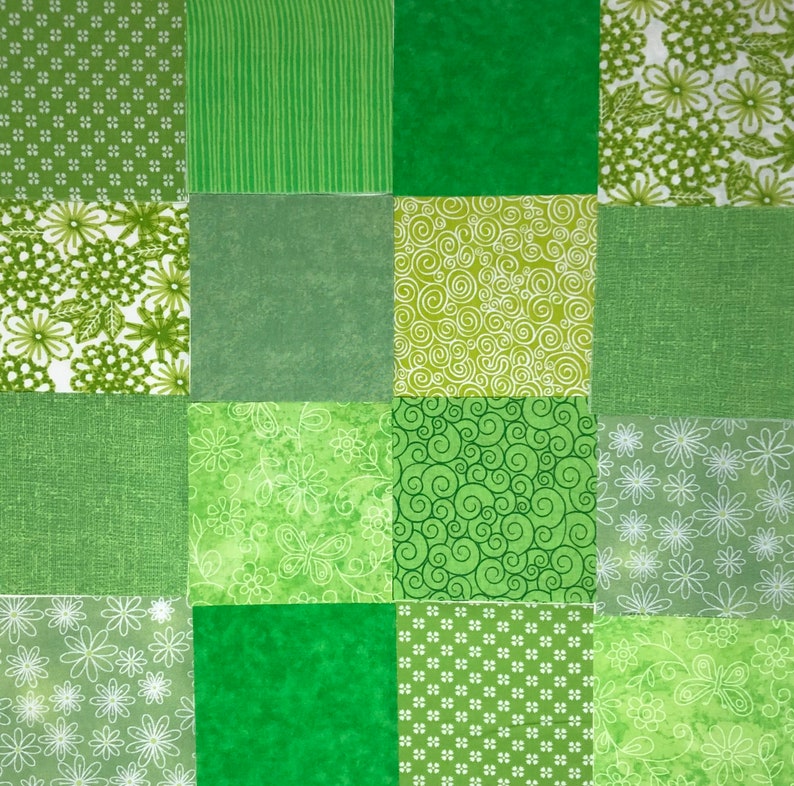 Lime Green Fabric Squares 30 5 Quilt Charm Squares by SEW FUN QUILTS Time Saver Quilt Kit image 3