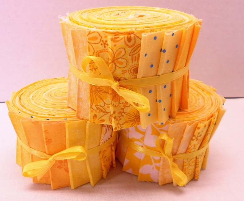 Yellow Sunshine Quilt Fabric Strips Jelly Roll by SEW FUN QUILTS 1 Roll 20 strips image 7