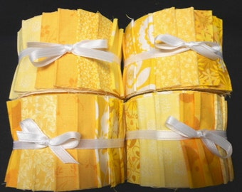 Yellow Sunshine  Quilt Fabric Strips Jelly Roll by SEW FUN QUILTS - 1 Roll - 20 strips