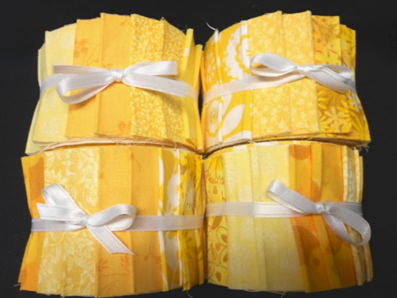Yellow Sunshine Quilt Fabric Strips Jelly Roll by SEW FUN QUILTS 1 Roll 20 strips image 5