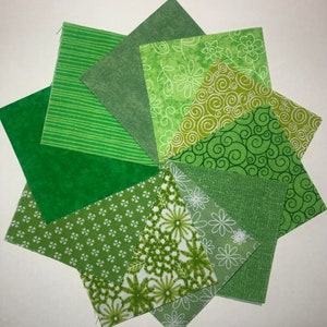 Lime Green Fabric Squares 30 5 Quilt Charm Squares by SEW FUN QUILTS Time Saver Quilt Kit image 4