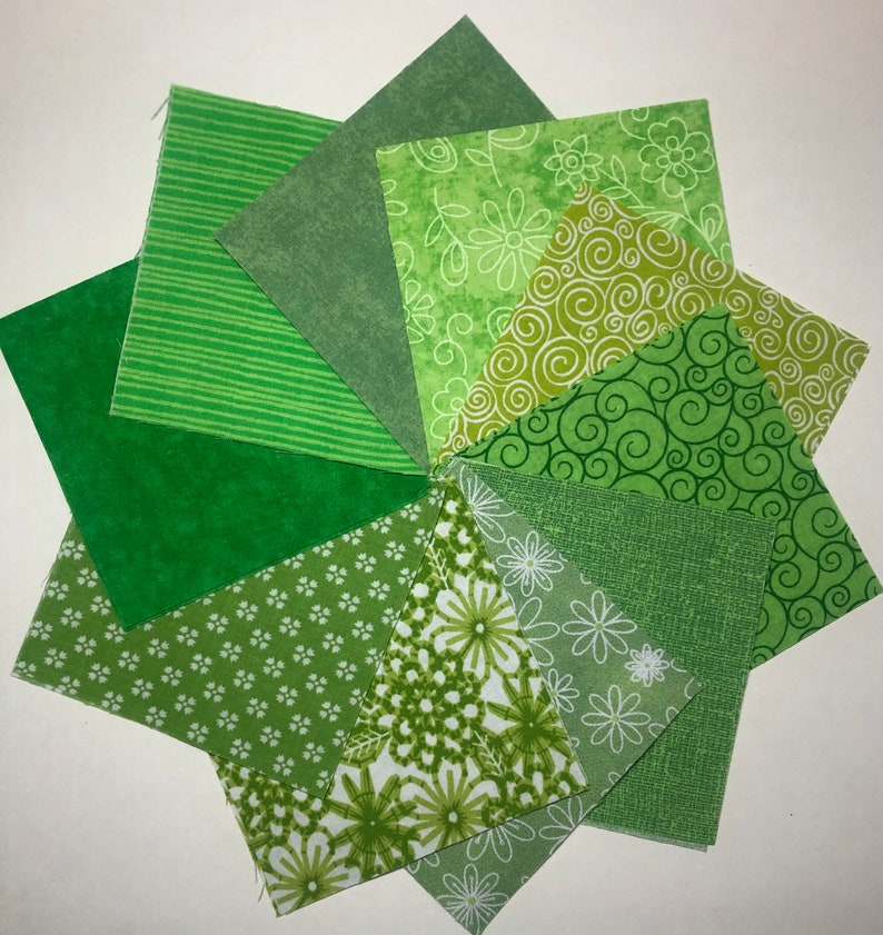 Lime Green Fabric Squares 30 5 Quilt Charm Squares by SEW FUN QUILTS Time Saver Quilt Kit image 4