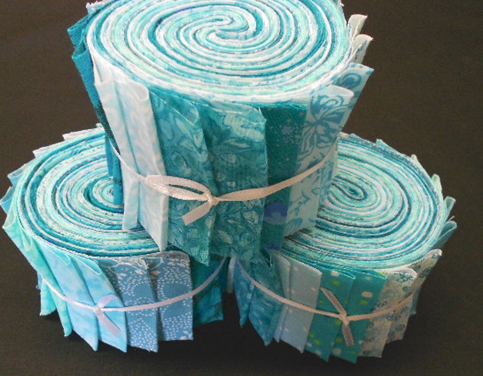 Aqua Teal Quilt Fabric Strips Jelly Roll Fabric Strips Etsy