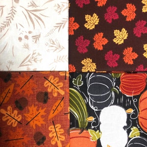 Autumn Fall Orange Brown Fat Quarter Bundle Quilt Fabric 4 prints 1 yard total Sewfunquilts Time Saver Kits image 3