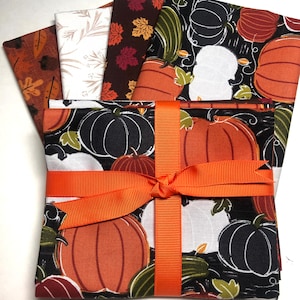 Autumn Fall Orange Brown Fat Quarter Bundle Quilt Fabric 4 prints 1 yard total Sewfunquilts Time Saver Kits image 1