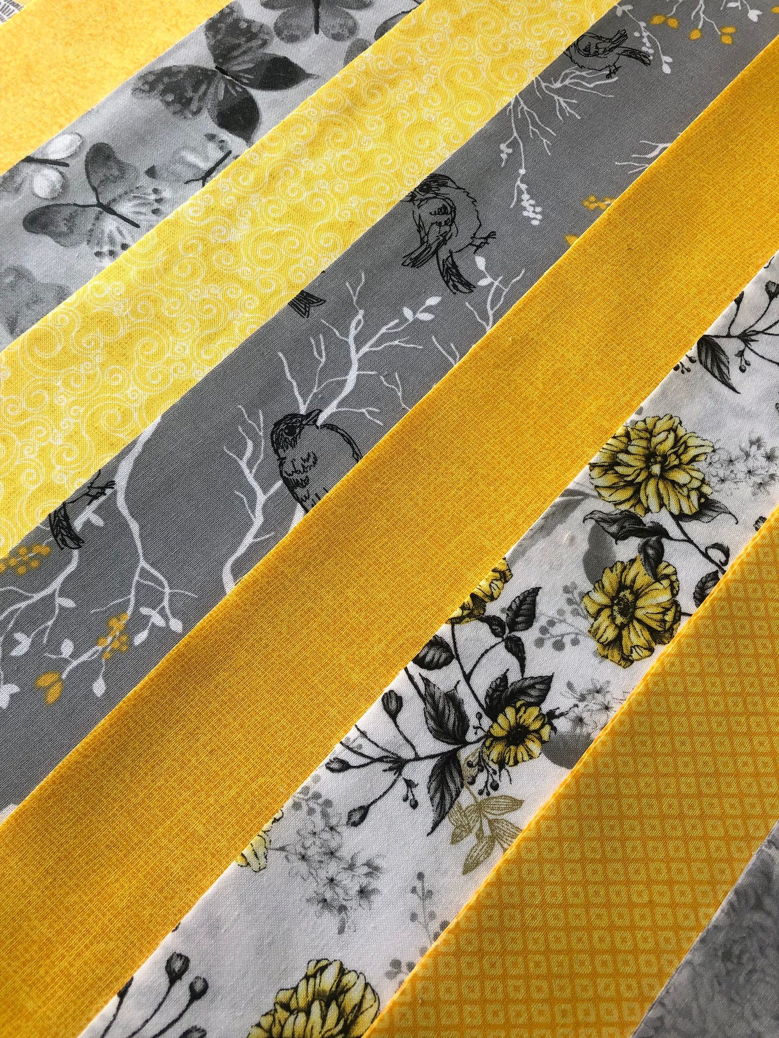 Yellow and Gray Quilt Fabric Jelly Roll Strips Traditional Etsy