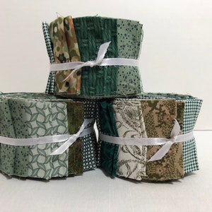 Green Jelly Roll Fabric Strips 20 Quilt Strips Jelly Roll SEW FUN QUILTS Time Saver Quilt Kit image 2