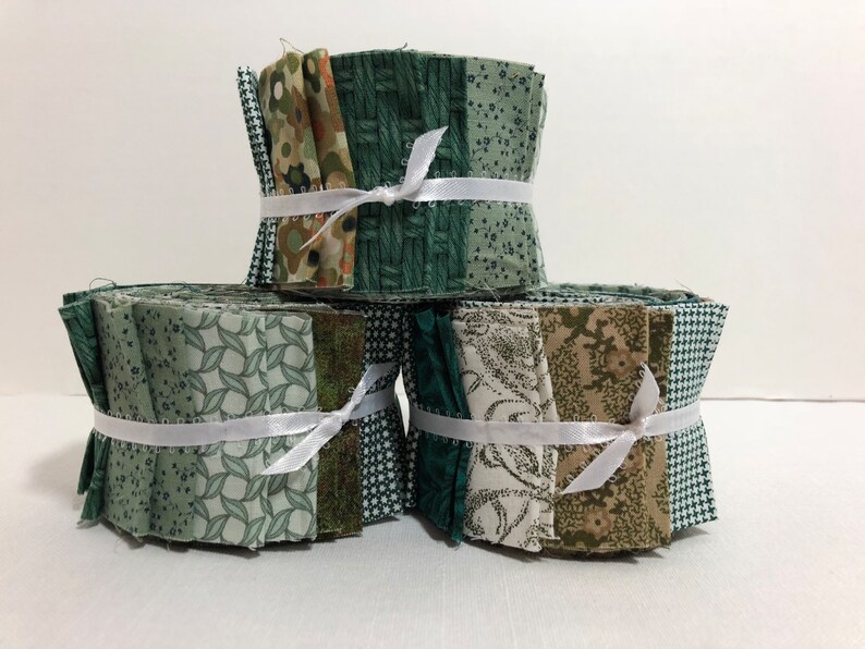 Green Jelly Roll Fabric Strips 20 Quilt Strips Jelly Roll SEW FUN QUILTS Time Saver Quilt Kit image 2