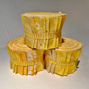 Yellow Sunshine Quilt Fabric Strips Jelly Roll by SEW FUN QUILTS 1 Roll 20 strips image 1