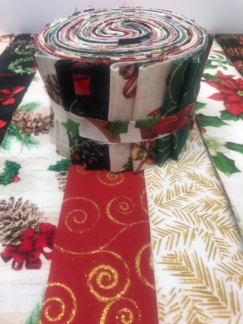 Christmas JELLY ROLL Christmas Quilt Fabric Strips Etsy Jelly Roll Christmas Fabric