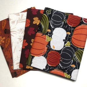 Autumn Fall Orange Brown Fat Quarter Bundle Quilt Fabric 4 prints 1 yard total Sewfunquilts Time Saver Kits image 2