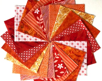 Orange Quilt Fabric Charm Squares -  SEW FUN QUILTS Time Saver Quilt Kit - 30 - 5” squares