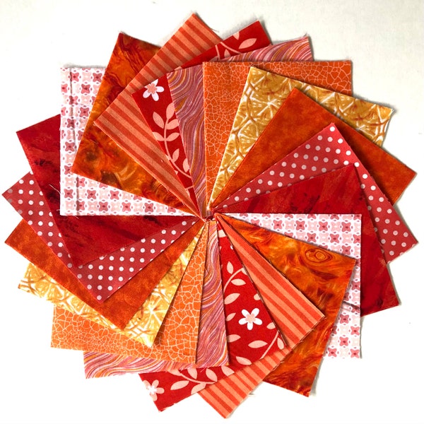 Orange Quilt Fabric Charm Squares -  SEW FUN QUILTS Time Saver Quilt Kit - 30 - 5” squares