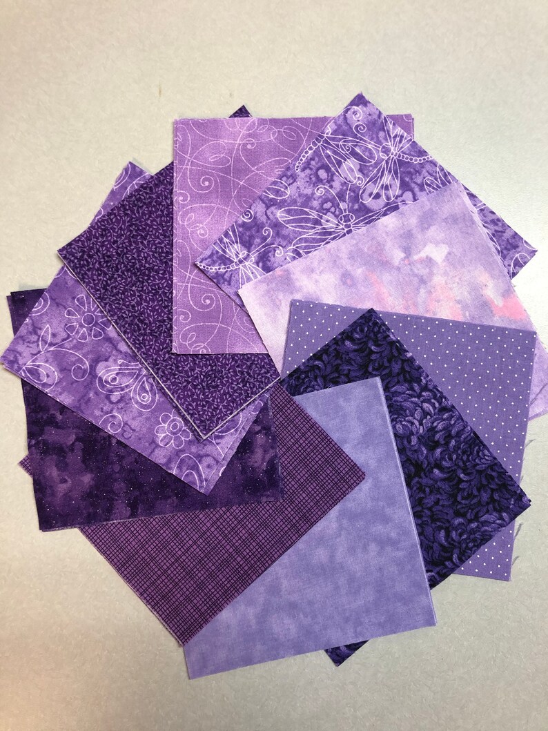 Purple Quilt Fabric Charm Squares 30 5 Squares Quilt Kit Etsy