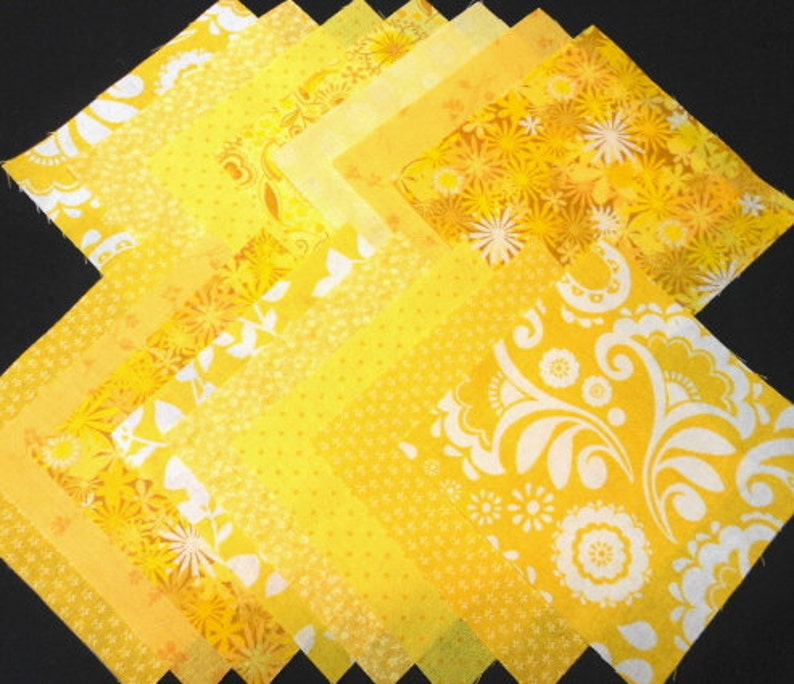 Yellow Quilt Fabrics 30 Fabric Charm Squares Sew Fun Etsy