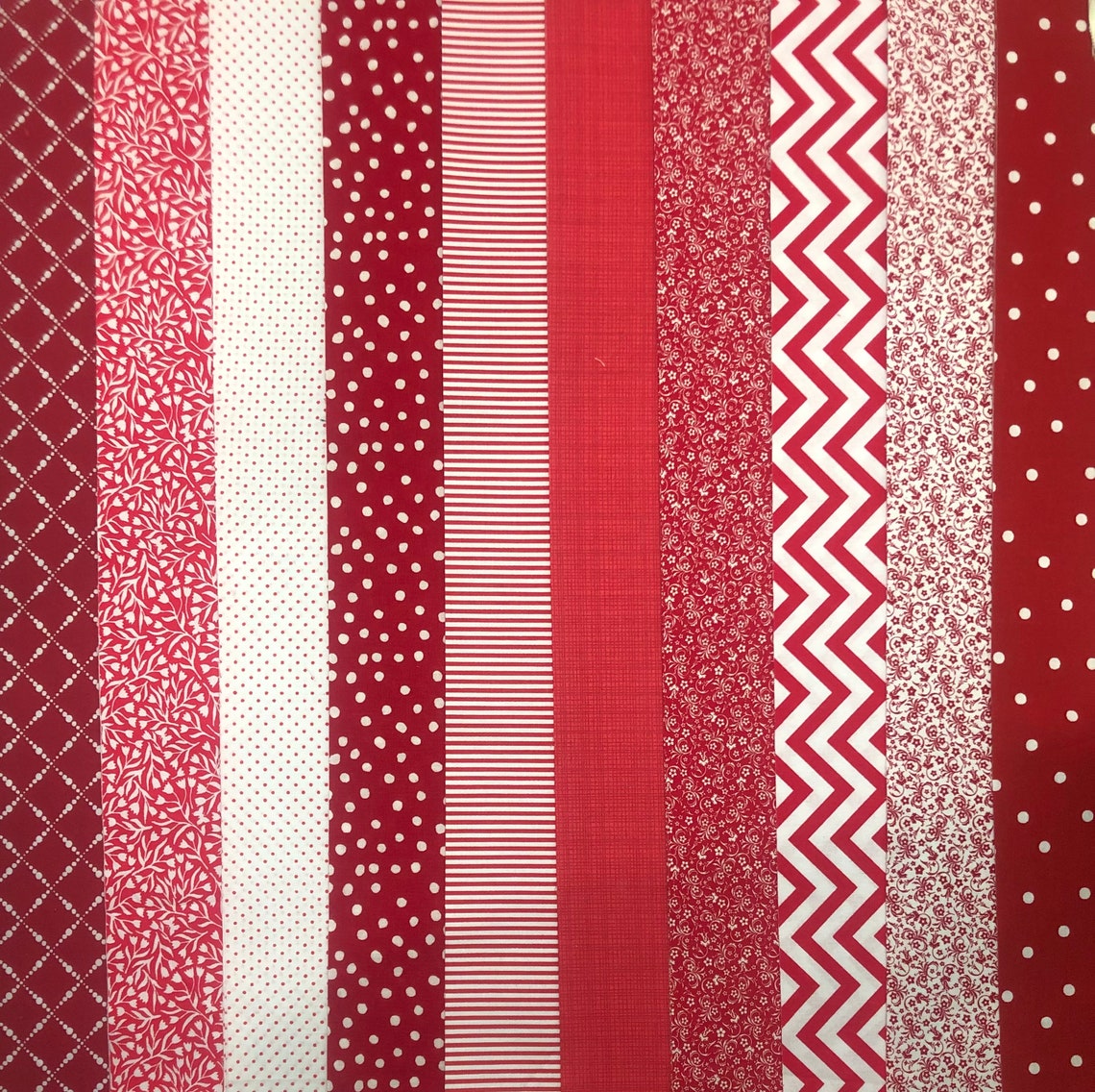 Red Jelly Roll Quilt Fabric Strips Time Saver Quilt Kit by Etsy