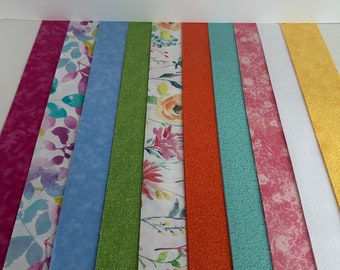 Floral Watercolor Bright Modern Quilt Strips - 2 1/2 inch wide cotton fabric quilt strips jelly roll- 20 strips - SEW FUN QUILTS
