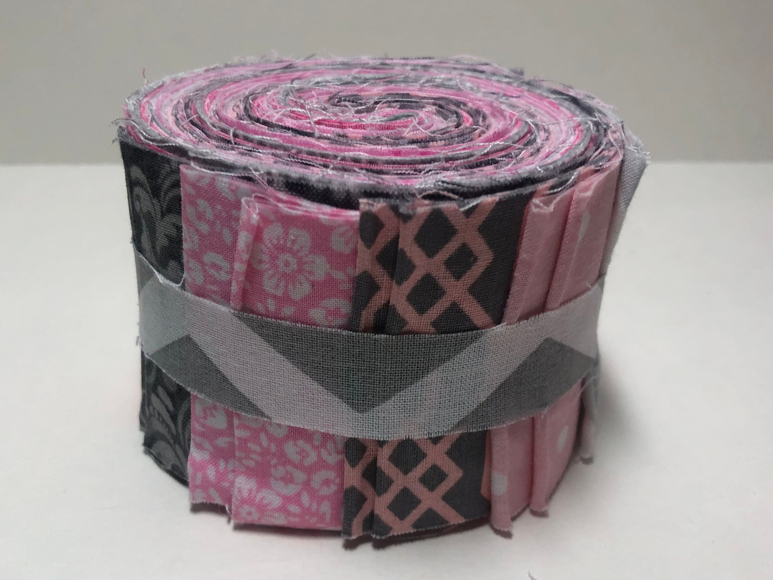 Pink and Gray Quilt Fabric Jelly Roll Strips SEW FUN QUILTS Etsy