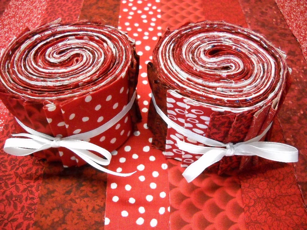 Red Jelly Roll Quilt Fabric Strips Time Saver Quilt Kit by Etsy