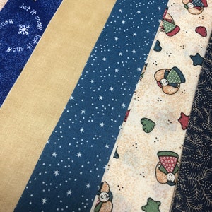 Country Christmas Blue & Beige JELLY ROLL 20 Christmas Quilt Fabric Strips Sewfunquilts image 6