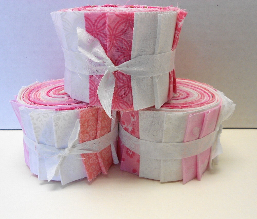 Pink and White Jelly Roll Fabric Strips Quilt Strips Jelly Etsy