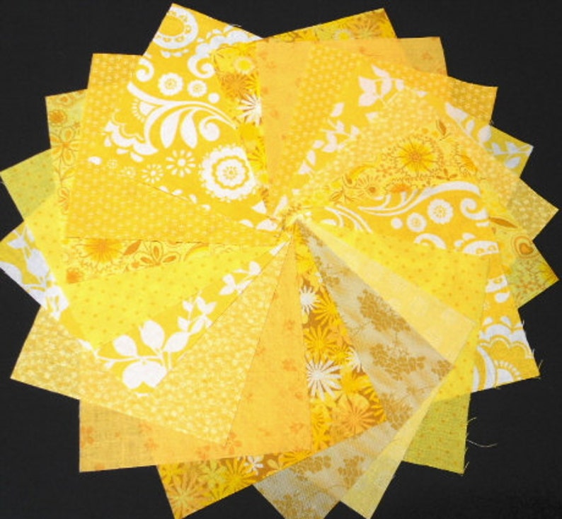 Yellow Quilt Fabrics 30 Fabric Charm Squares Sew Fun Etsy