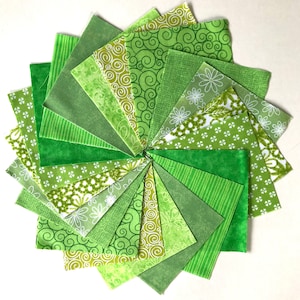 Lime Green Fabric Squares 30 5 Quilt Charm Squares by SEW FUN QUILTS Time Saver Quilt Kit image 1